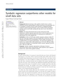 Symbolic regression outperforms other models for small data sets