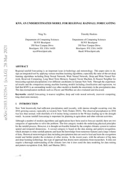 KNN, An Underestimated Model for Regional Rainfall Forecasting