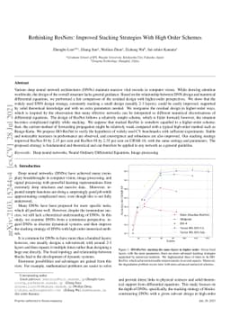 Rethinking ResNets: Improved Stacking Strategies With High Order Schemes