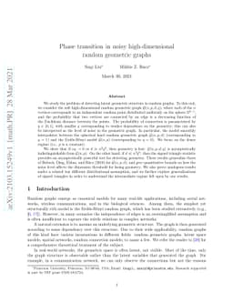 Phase transition in noisy high-dimensional random geometric graphs