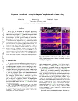 Bayesian Deep Basis Fitting for Depth Completion with Uncertainty