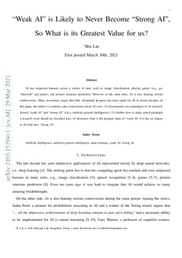 "Weak AI" is Likely to Never Become "Strong AI", So What is its Greatest
  Value for us?