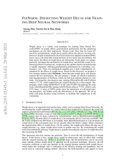 FixNorm: Dissecting Weight Decay for Training Deep Neural Networks