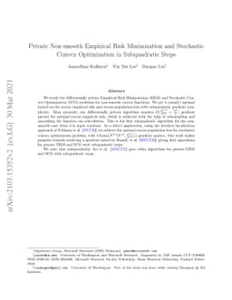 Private Non-smooth Empirical Risk Minimization and Stochastic Convex
  Optimization in Subquadratic Steps