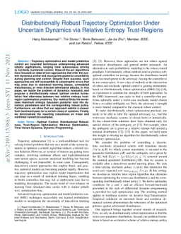 Distributionally Robust Trajectory Optimization Under Uncertain Dynamics
  via Relative Entropy Trust-Regions