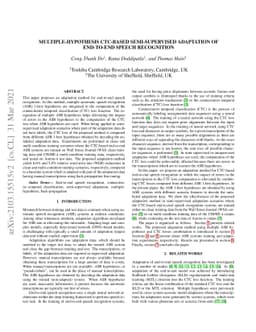 Multiple-hypothesis CTC-based semi-supervised adaptation of end-to-end
  speech recognition
