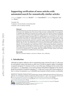Supporting verification of news articles with automated search for
  semantically similar articles