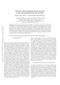 Towards a Personalisation Framework for Cyber-Physical-Social System
  (CPSS)