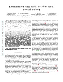 Representation range needs for 16-bit neural network training