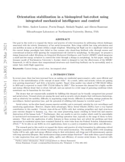 Orientation stabilization in a bioinspired bat-robot using integrated
  mechanical intelligence and control