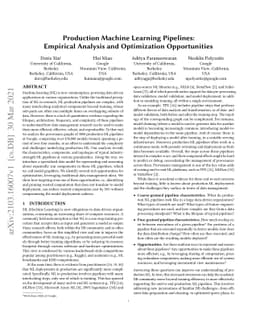 Production Machine Learning Pipelines: Empirical Analysis and
  Optimization Opportunities
