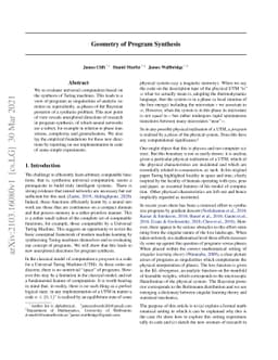 Geometry of Program Synthesis