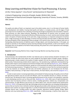 Deep Learning and Machine Vision for Food Processing: A Survey