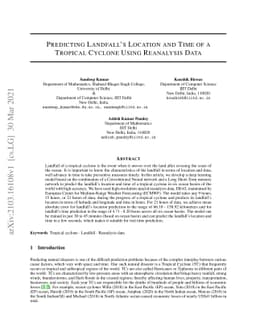 Predicting Landfall's Location and Time of a Tropical Cyclone Using
  Reanalysis Data
