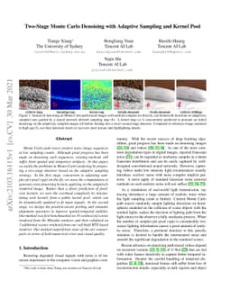 Two-Stage Monte Carlo Denoising with Adaptive Sampling and Kernel Pool