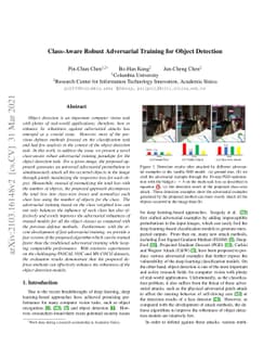 Class-Aware Robust Adversarial Training for Object Detection