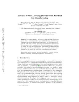Towards Active Learning Based Smart Assistant for Manufacturing