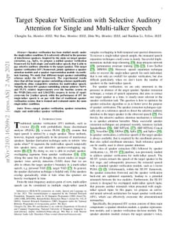 Target Speaker Verification with Selective Auditory Attention for Single
  and Multi-talker Speech