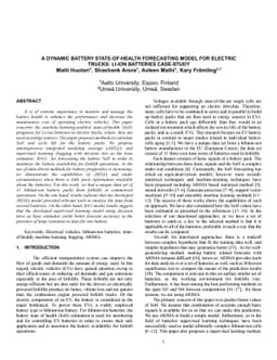 A Dynamic Battery State-of-Health Forecasting Model for Electric Trucks:
  Li-Ion Batteries Case-Study