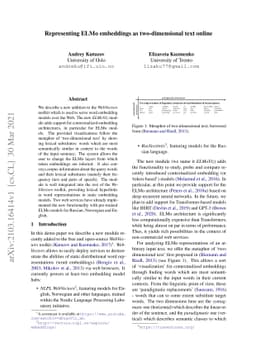 Representing ELMo embeddings as two-dimensional text online