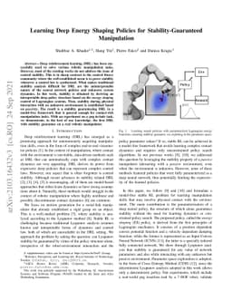 Learning Deep Energy Shaping Policies for Stability-Guaranteed
  Manipulation