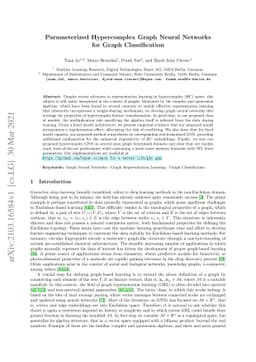 Parameterized Hypercomplex Graph Neural Networks for Graph
  Classification