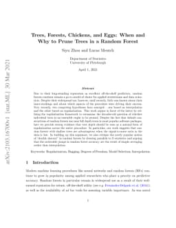 Trees, Forests, Chickens, and Eggs: When and Why to Prune Trees in a
  Random Forest