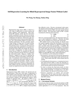 Self-Regression Learning for Blind Hyperspectral Image Fusion Without
  Label