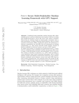 Perun: Secure Multi-Stakeholder Machine Learning Framework with GPU
  Support