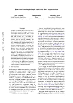 Few-shot learning through contextual data augmentation