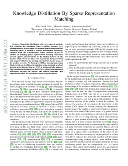 Knowledge Distillation By Sparse Representation Matching