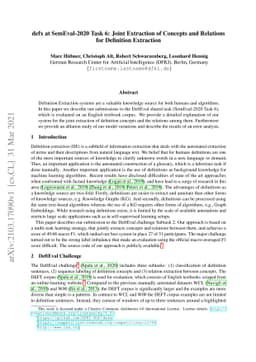 Defx at SemEval-2020 Task 6: Joint Extraction of Concepts and Relations
  for Definition Extraction