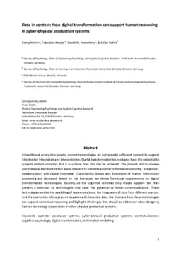 Data in context: How digital transformation can support human reasoning
  in cyber-physical production systems