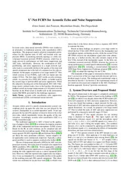 Y$^2$-Net FCRN for Acoustic Echo and Noise Suppression