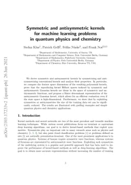Symmetric and antisymmetric kernels for machine learning problems in
  quantum physics and chemistry