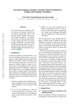 Zero-Shot Language Transfer vs Iterative Back Translation for
  Unsupervised Machine Translation
