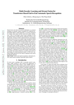 Multi-Encoder Learning and Stream Fusion for Transformer-Based
  End-to-End Automatic Speech Recognition
