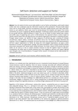 Self-harm: detection and support on Twitter