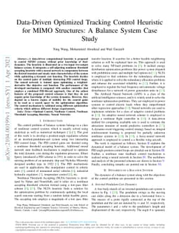 Data-Driven Optimized Tracking Control Heuristic for MIMO Structures: A
  Balance System Case Study