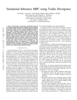 Variational Inference MPC using Tsallis Divergence