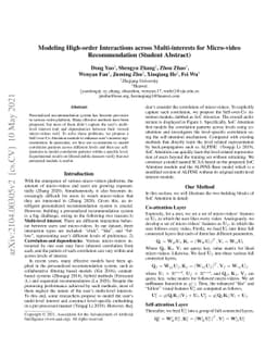 Modeling High-order Interactions across Multi-interests for Micro-video
  Recommendation