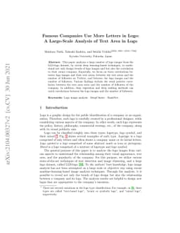 Famous Companies Use More Letters in Logo:A Large-Scale Analysis of Text
  Area in Logo