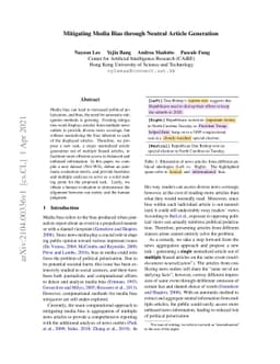 Mitigating Media Bias through Neutral Article Generation