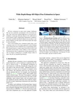 Wide-Depth-Range 6D Object Pose Estimation in Space