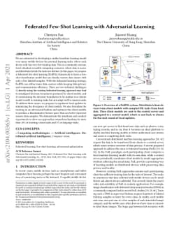 Federated Few-Shot Learning with Adversarial Learning