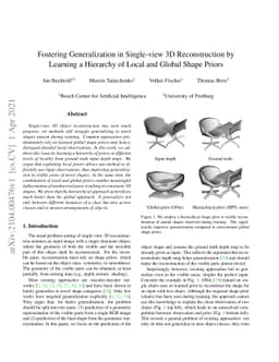 Fostering Generalization in Single-view 3D Reconstruction by Learning a
  Hierarchy of Local and Global Shape Priors