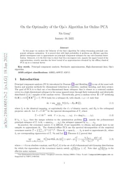 On the Optimality of the Oja's Algorithm for Online PCA