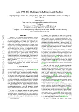 Auto-KWS 2021 Challenge: Task, Datasets, and Baselines