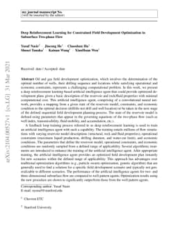 Deep Reinforcement Learning for Constrained Field Development
  Optimization in Subsurface Two-phase Flow