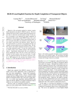 RGB-D Local Implicit Function for Depth Completion of Transparent
  Objects